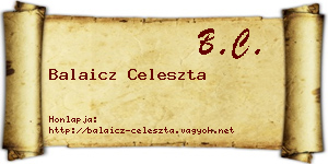 Balaicz Celeszta névjegykártya